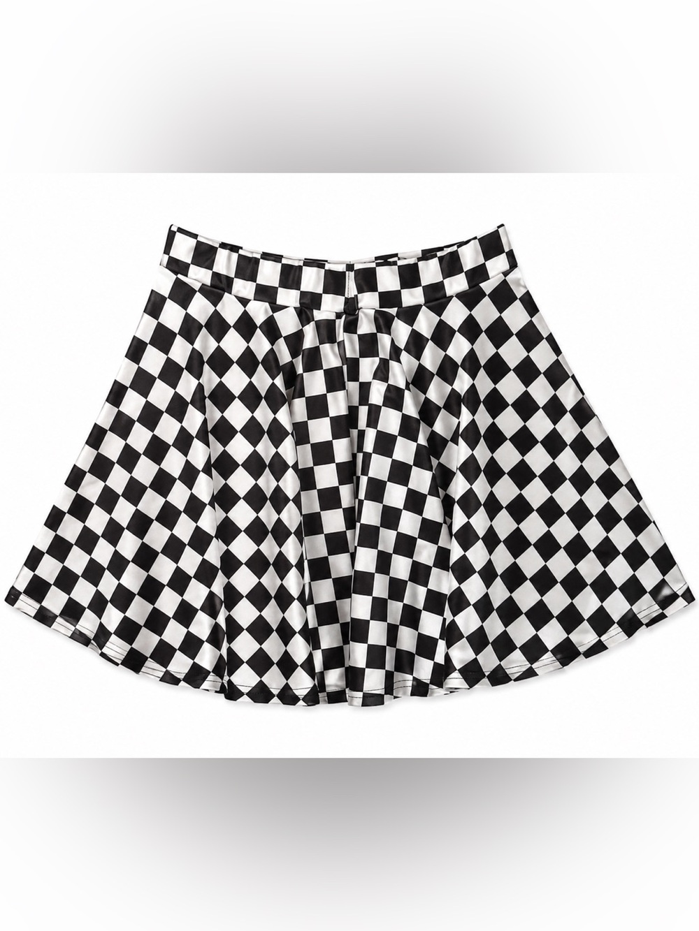 SHEIN Black White Checkerboard Skater Flared Skirt Women’s Size Large